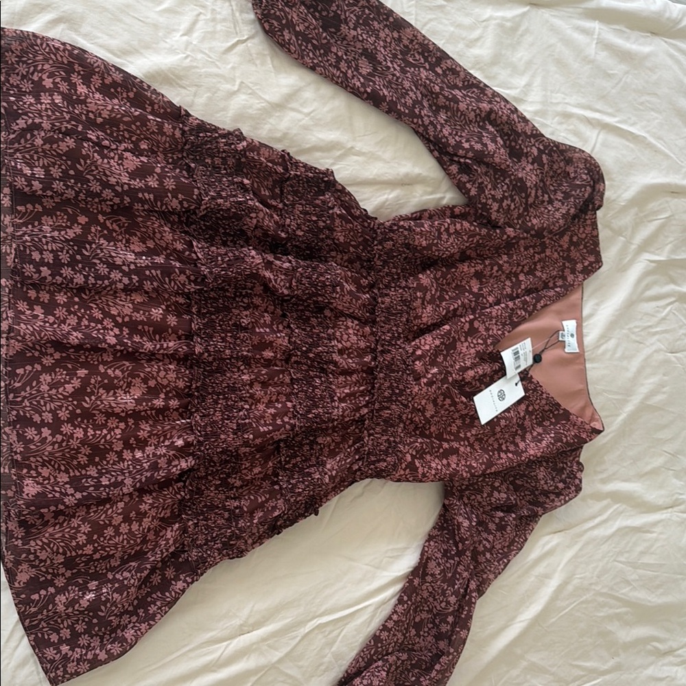 Elegant Burgundy Floral Dress